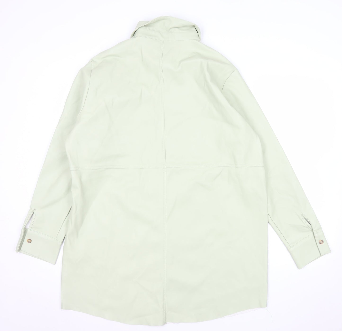 Missguided Women’s Mint Green Faux Leather Oversized Button-Up Shirt Jacket UK 12