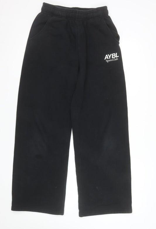 AYBL Women's Black Small Sweatpants Elastic Waist Sports Club