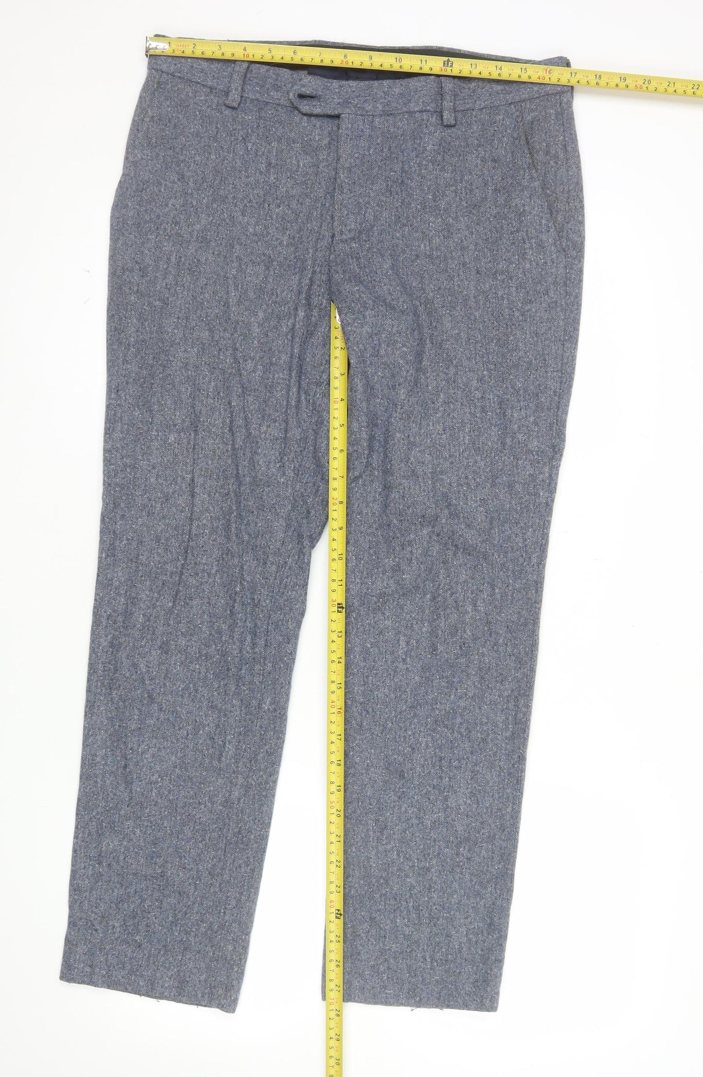 Next Men’s Grey Wool Blend Formal Trousers Size 32 Short