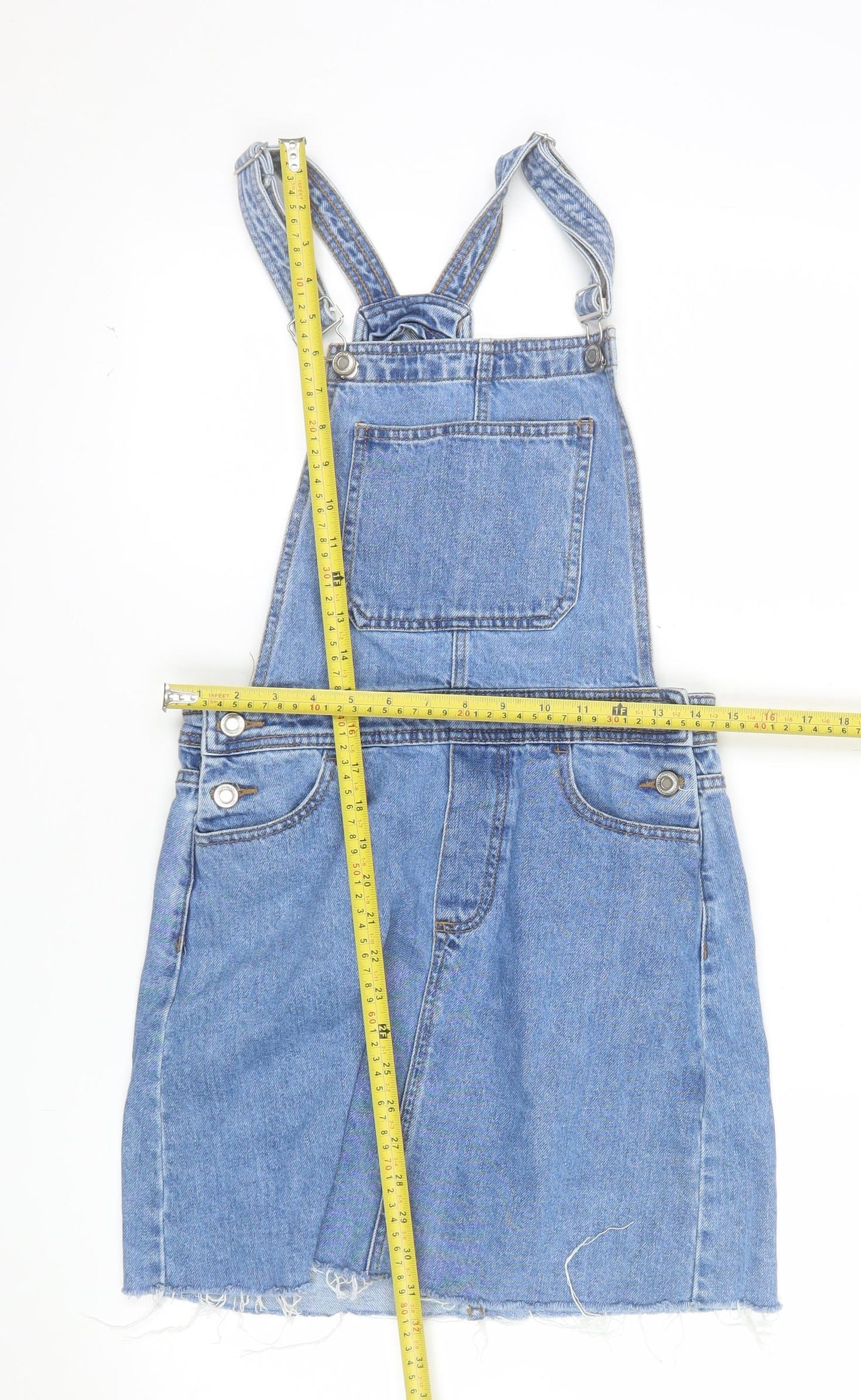Denim Co. Women Blue Size 6 Pinafore Denim Short Dress