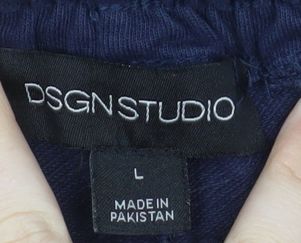 DSGN Studio Women's Blue L Cotton Blend Sweatpants with Elastic Waist