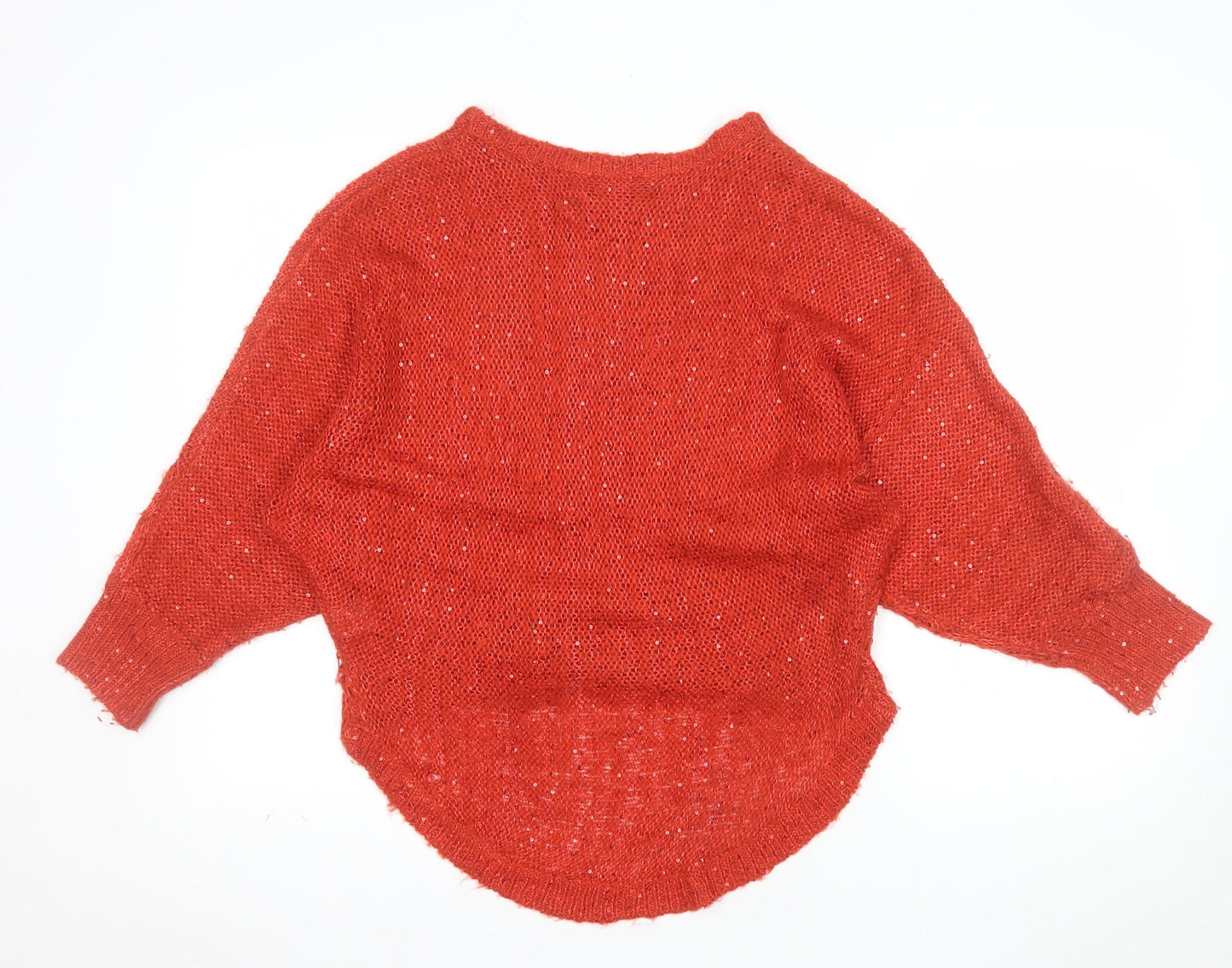 Select Women Red Acrylic Polyester Open-Knit Jumper UK 12