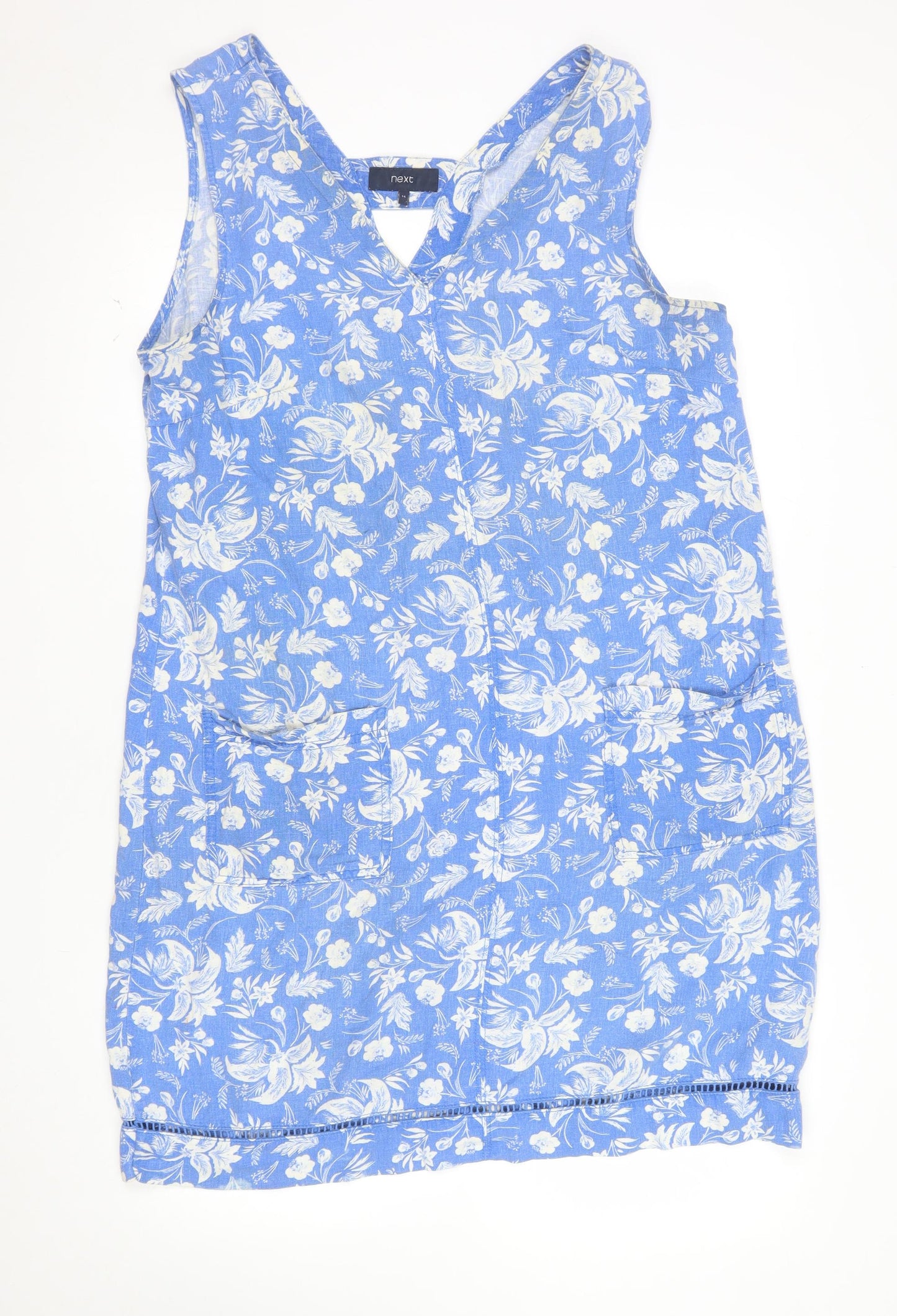 Next Women’s Blue Floral Knee Length Shift Dress Size 14