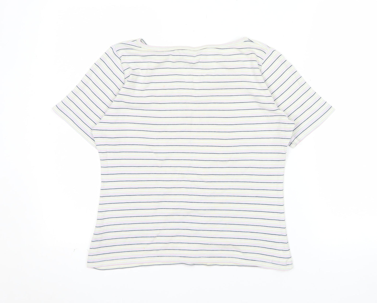 Richards Womens Multicoloured Striped V-Neck Short Sleeve T-Shirt M