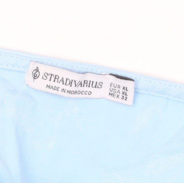Stradivarius Women Blue Cropped Lace Up Tank Top XL