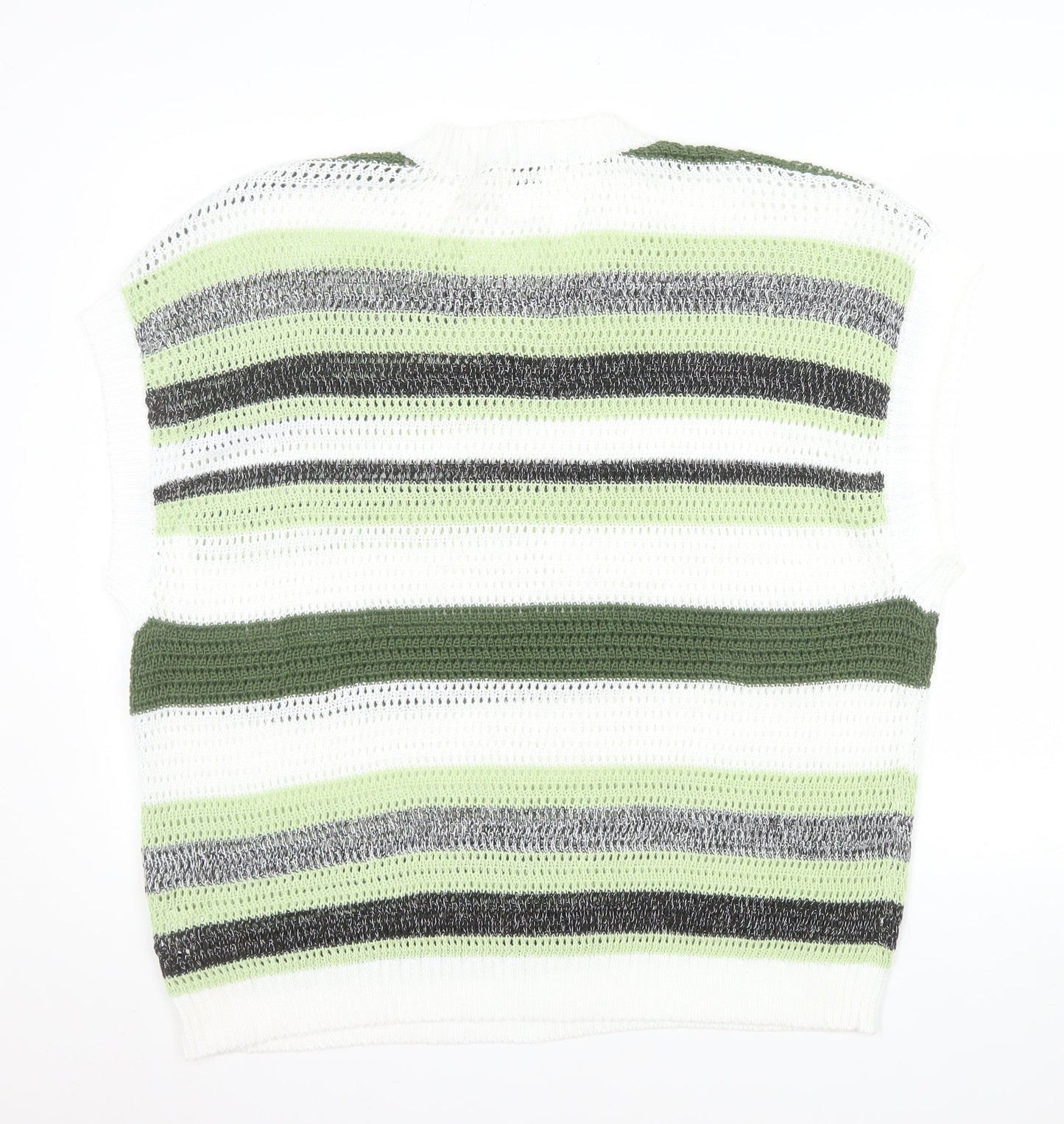 EEICC Women’s Multicoloured Striped 2XL Open-Knit Pullover Jumper