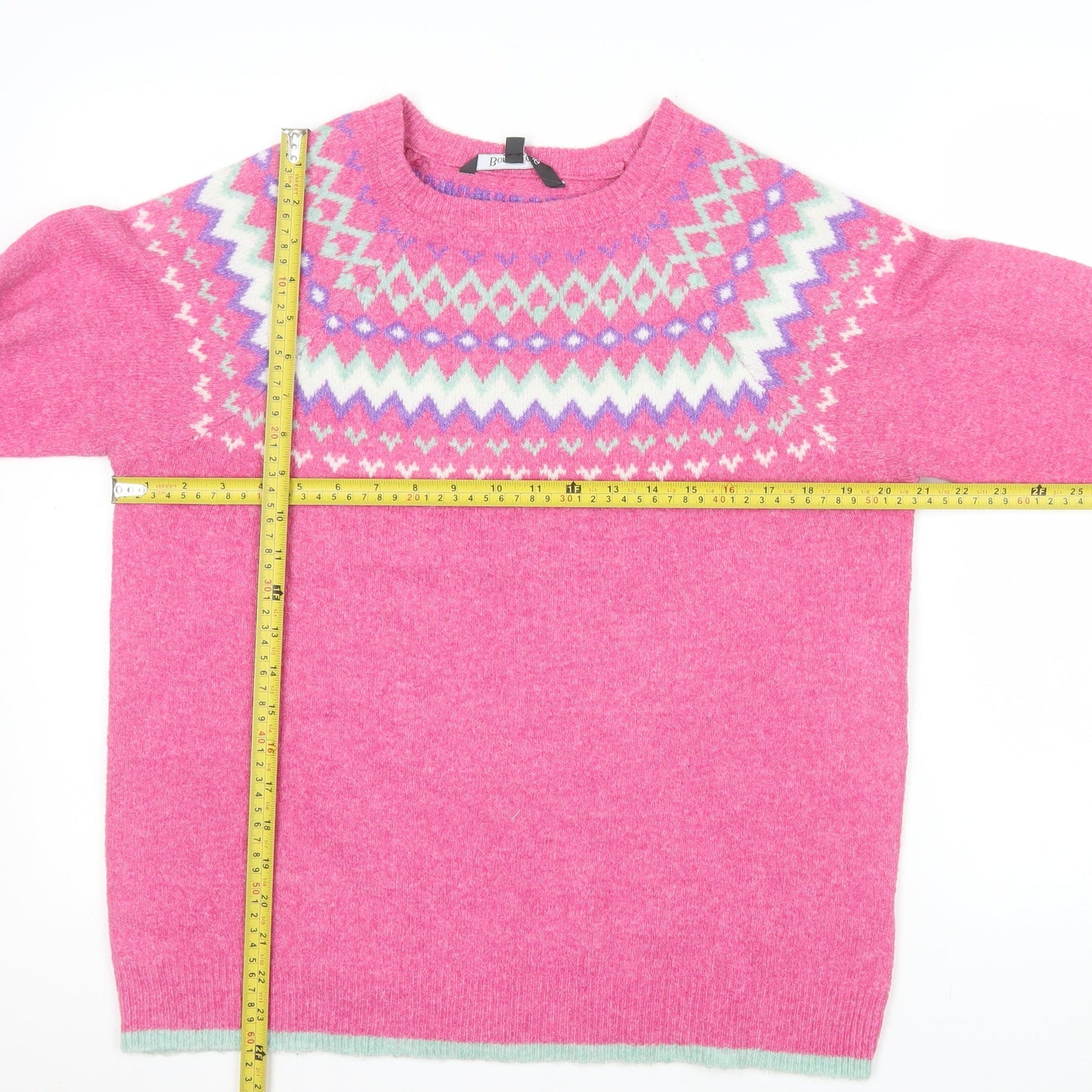 Bonmarché Women’s Pink Fair Isle Knit Jumper Size 14