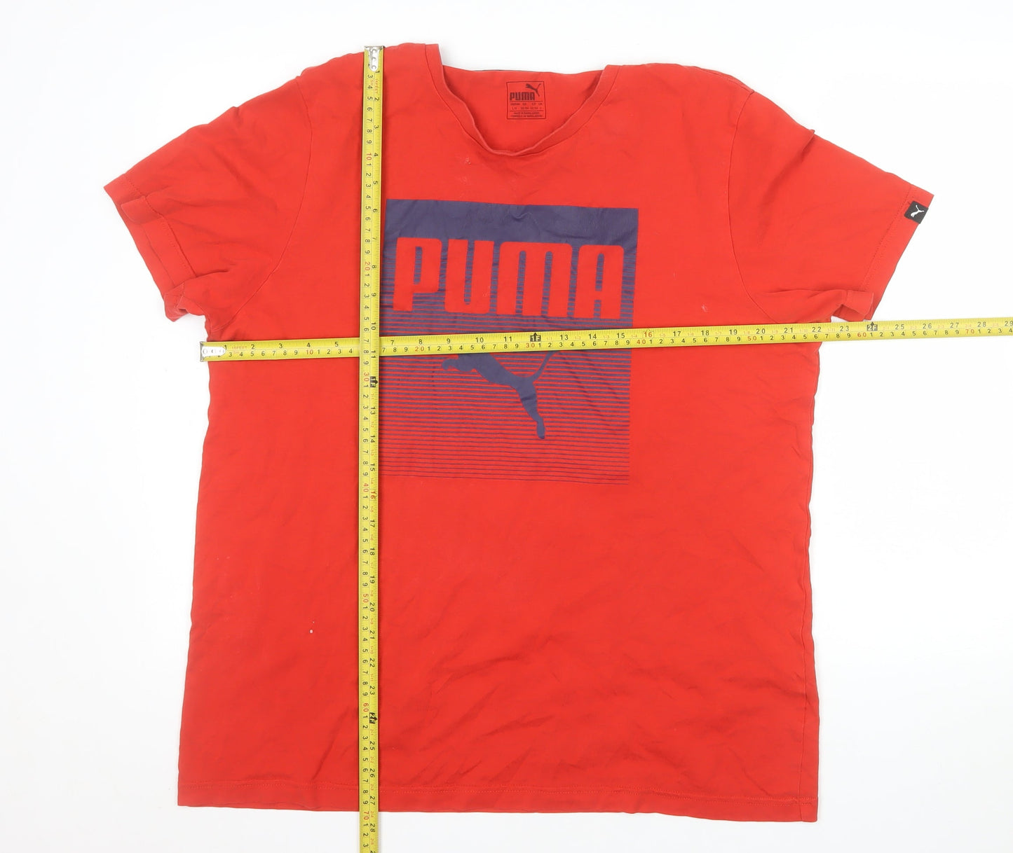 Puma Men's Red Large Graphic Print Cotton Crew Neck T-Shirt