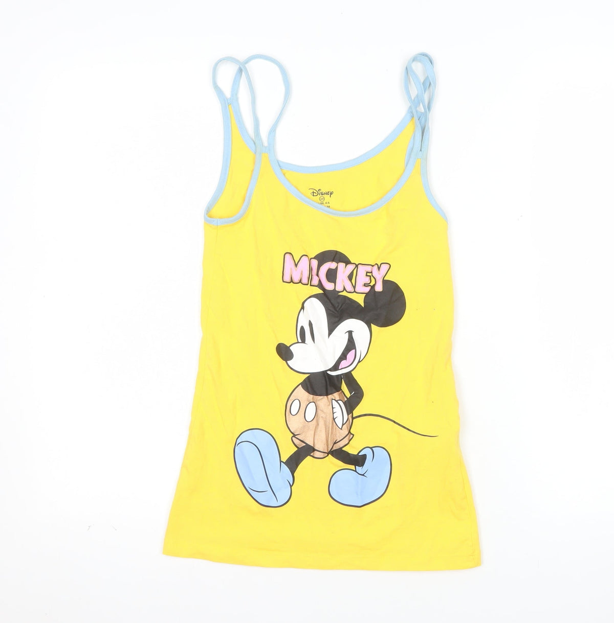 Front view of Disney Women’s Yellow Mickey Mouse Camisole Tank Top 2XS