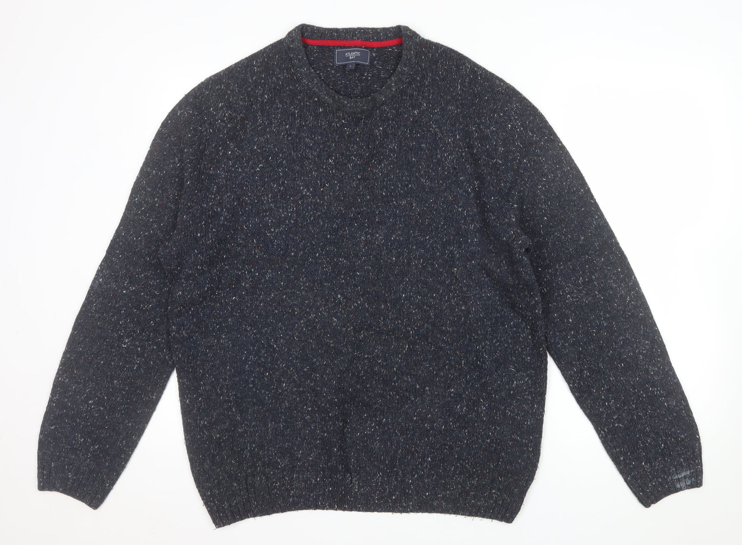 Atlantic Bay Men's Blue Knit Crew Neck Pullover Jumper Size L