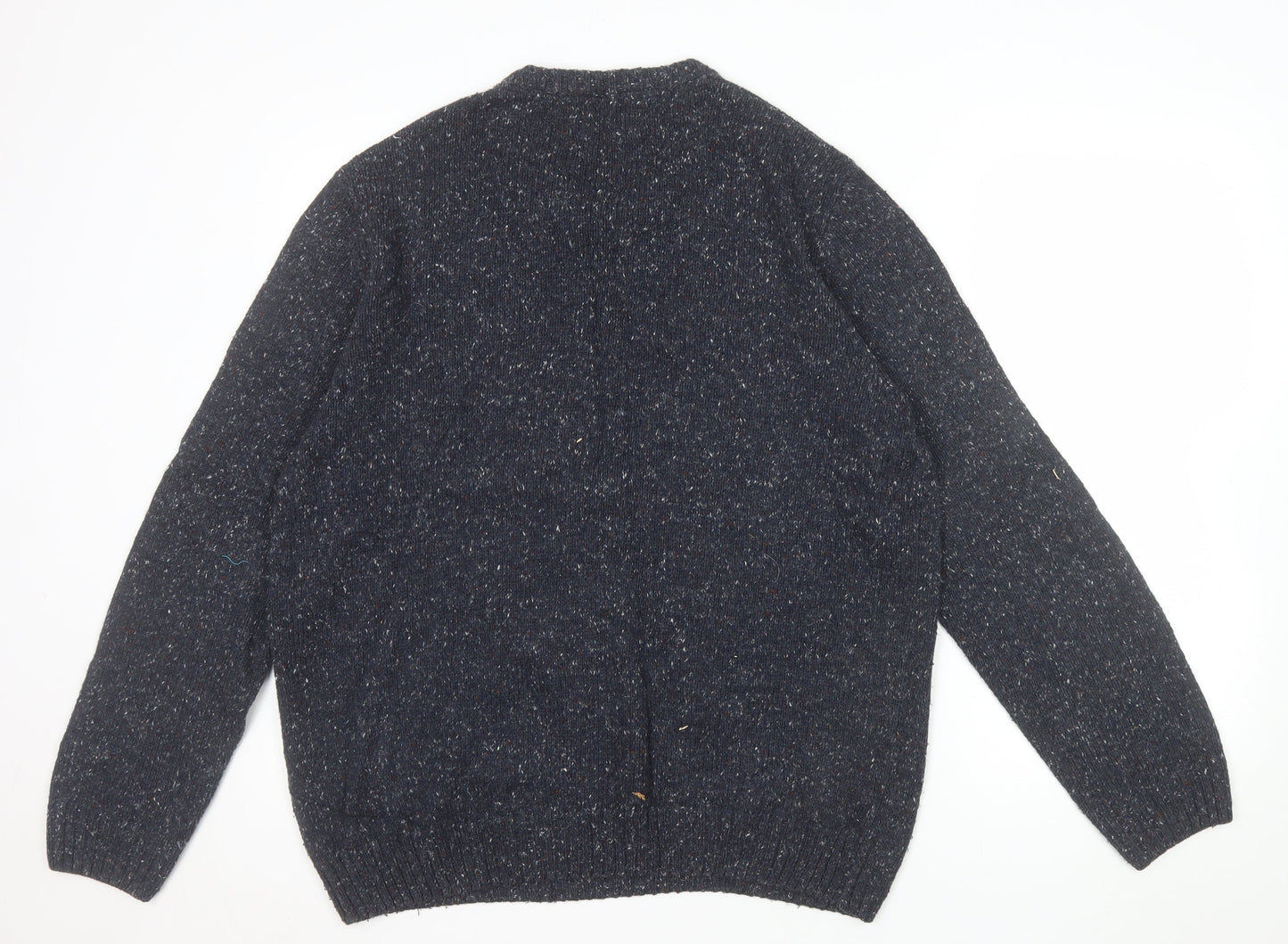 Atlantic Bay Men's Blue Knit Crew Neck Pullover Jumper Size L