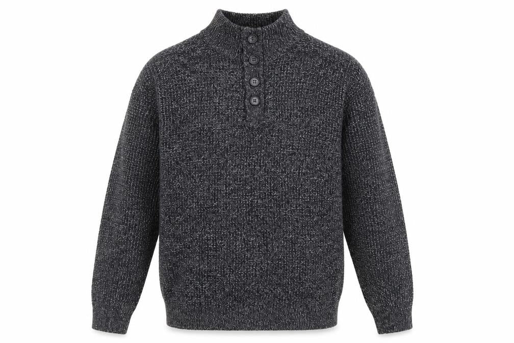 Next Men's Grey Waffle-Knit Henley Jumper Size M