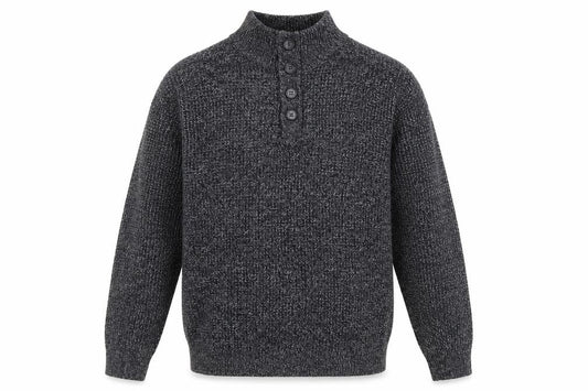 Next Men's Grey Waffle-Knit Henley Jumper Size M