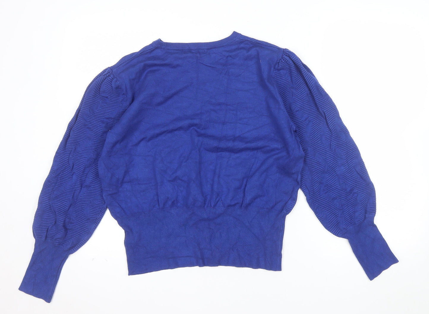 Marks and Spencer Women's Blue Crew Neck Knit Jumper Size L