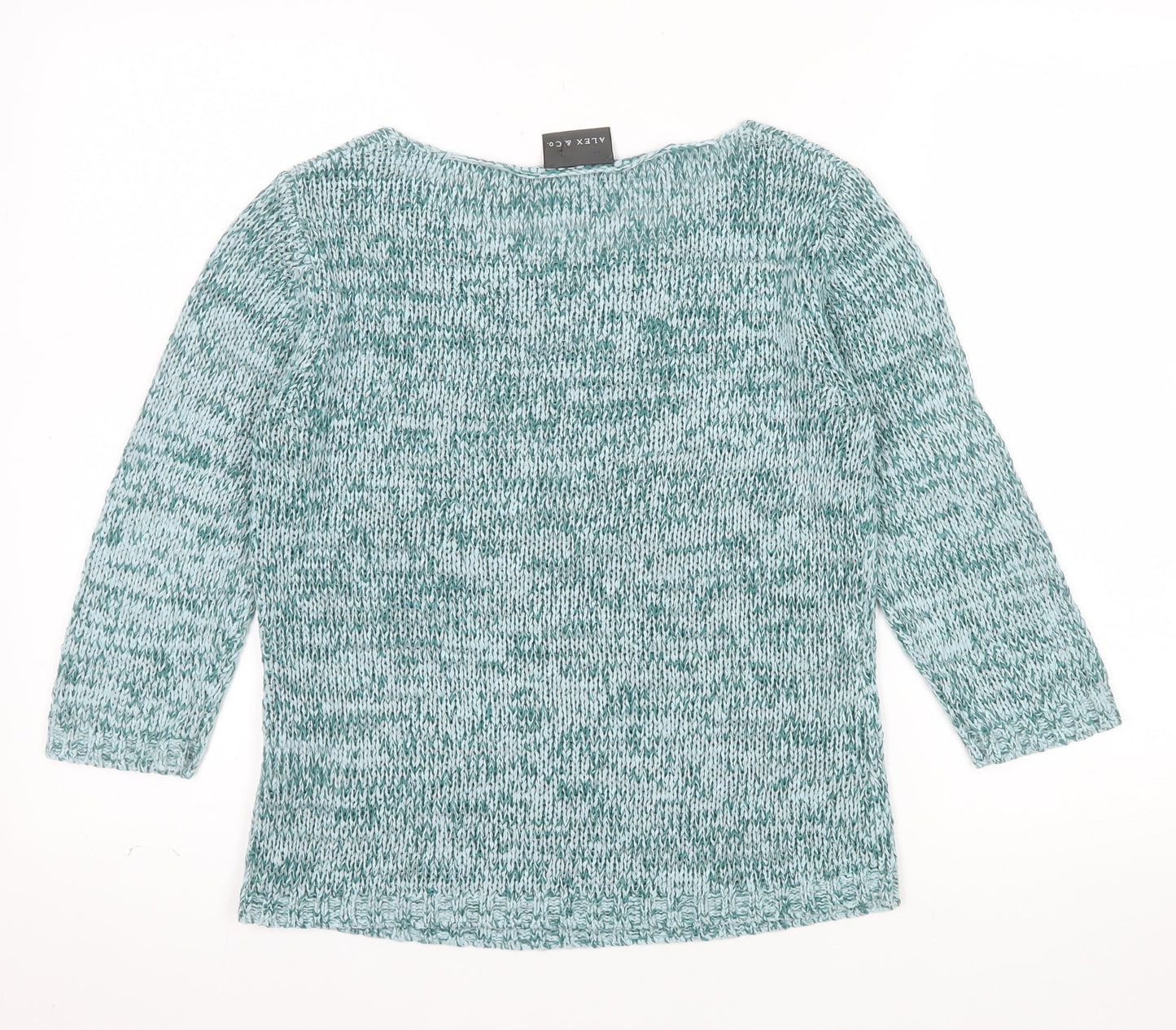 Alex & Co. Women’s Green Knit 3/4 Sleeve Scoop Neck Pullover Jumper Size 10