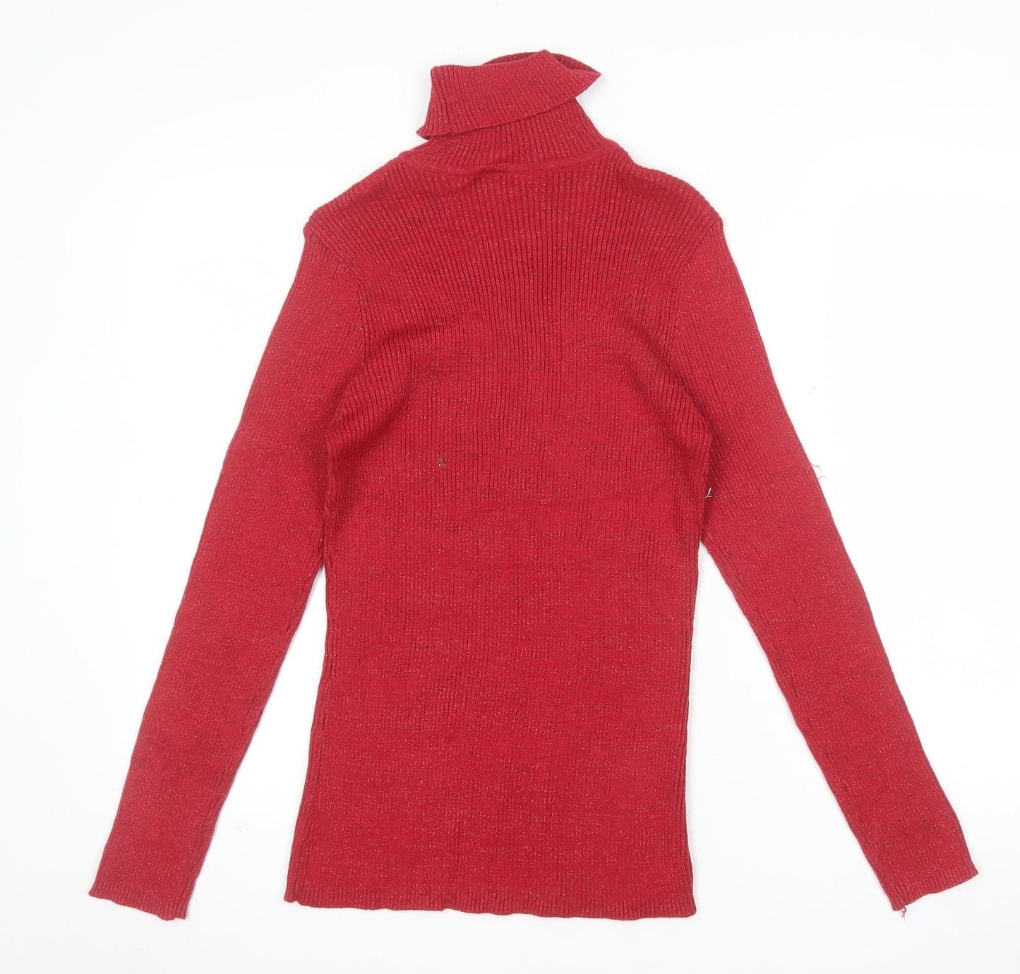 Basic Editions Women's Red Roll Neck Knit Jumper Size L