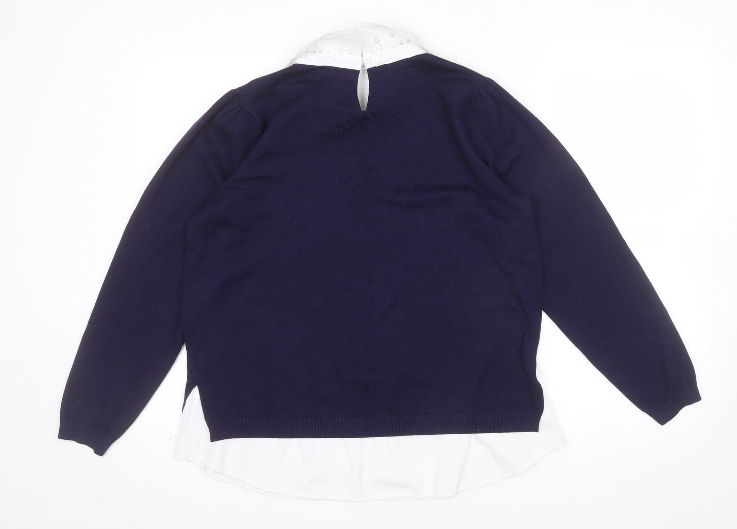 Papaya Women's Blue Collared Knit Pullover Jumper Size 16