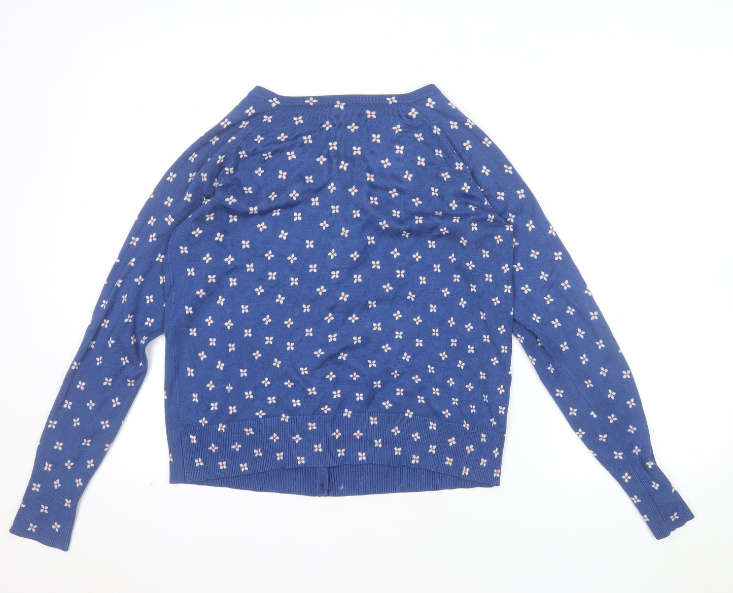 M&Co Womens Blue Floral Knit Cardigan Size 12 Regular Fit