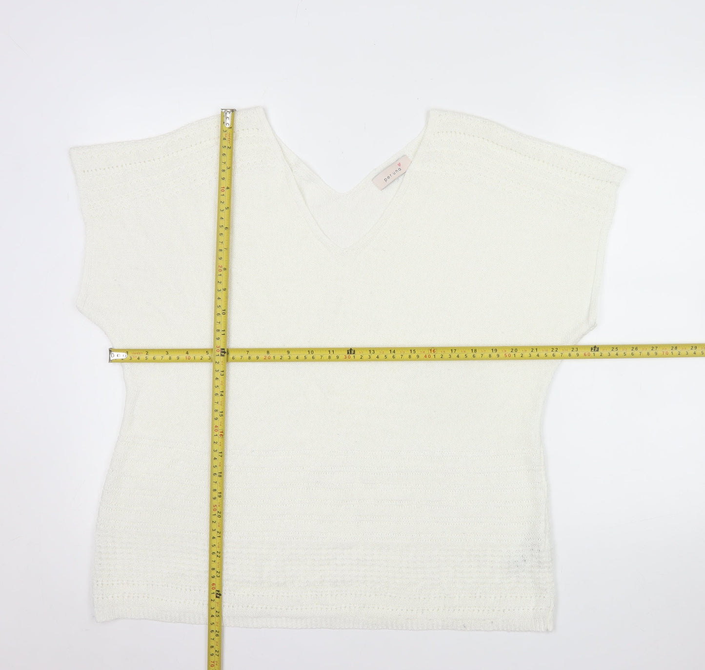 Marks and Spencer Per Una White Knit V-Neck Blouse Women’s Size 22