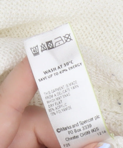 Marks and Spencer Per Una White Knit V-Neck Blouse Women’s Size 22