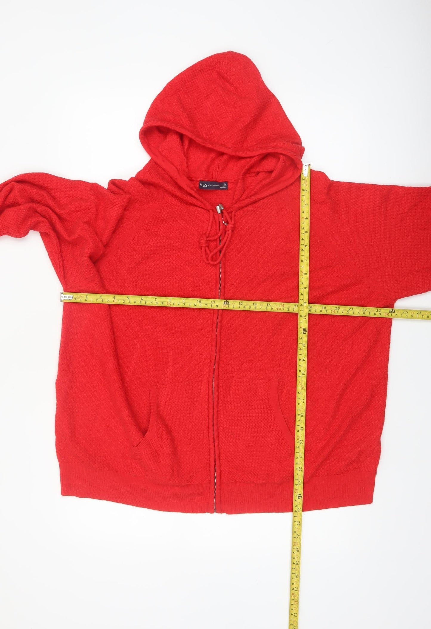Marks and Spencer Womens Red XL Hooded Full Zip Knit Jumper