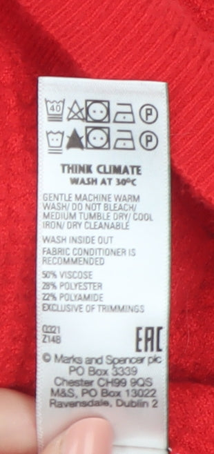 Marks and Spencer Womens Red XL Hooded Full Zip Knit Jumper