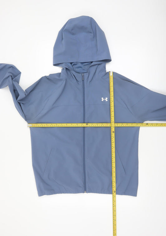 Under Armour Women Blue L Windbreaker Softshell Hooded Jacket