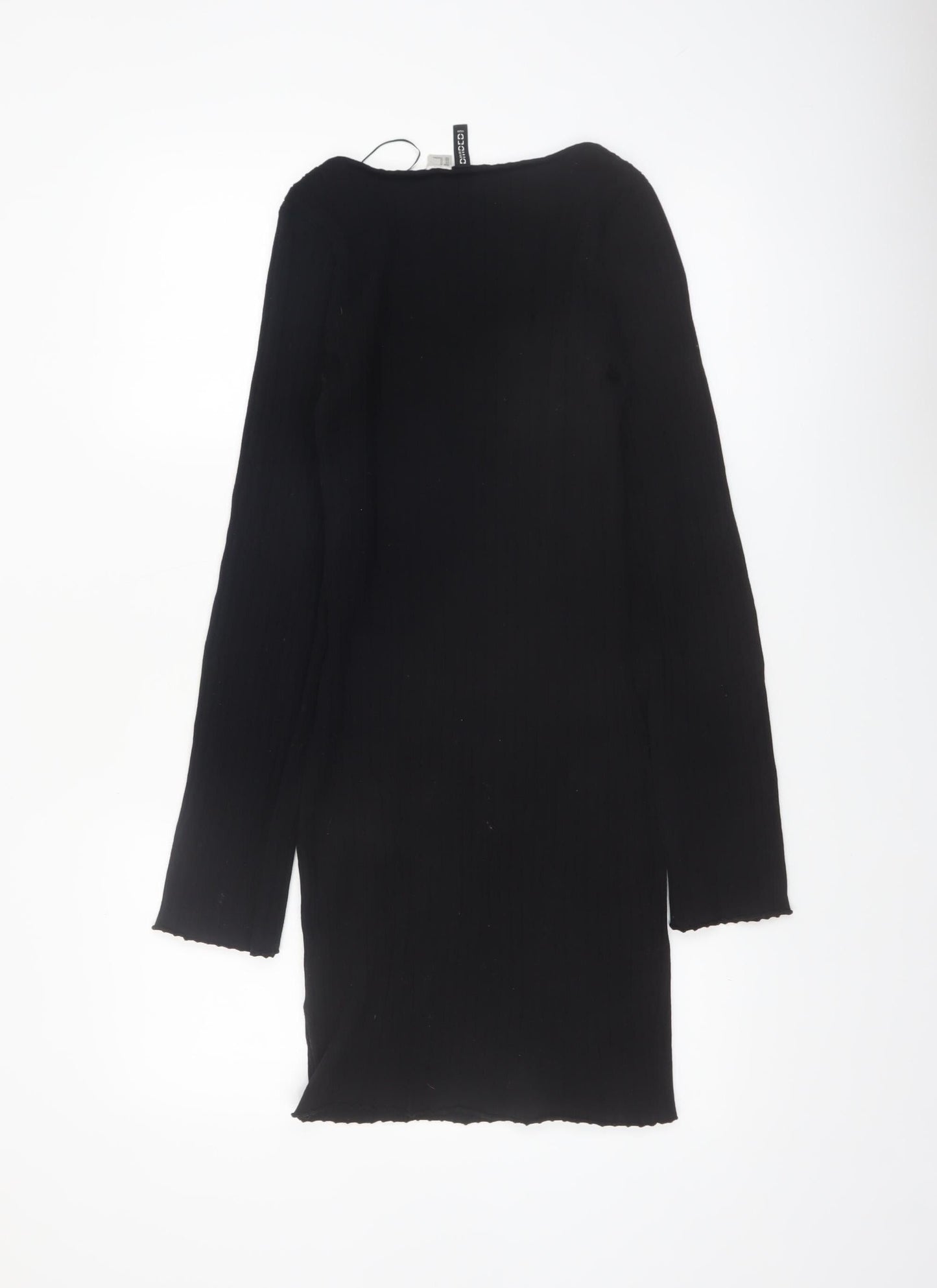 H&M Divided Women’s Black Long Sleeve Bodycon Knit Short Dress Size 12