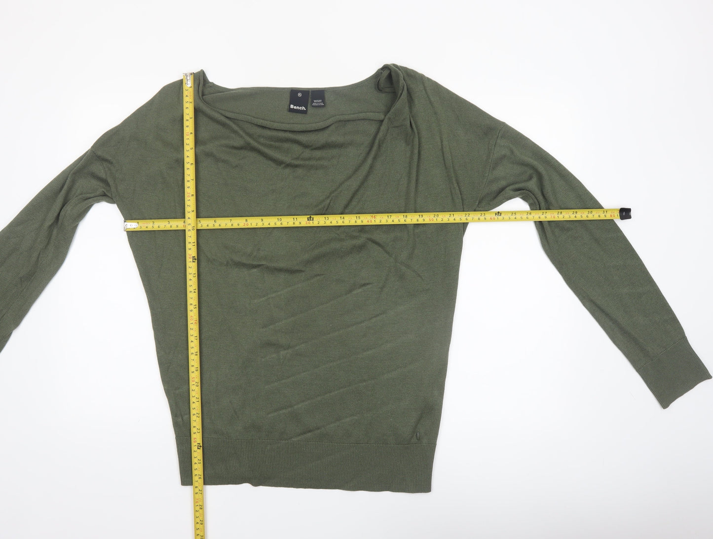 Bench Womens Green Boat Neck Pullover Jumper XL