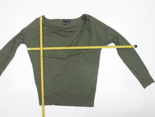Bench Womens Green Boat Neck Pullover Jumper XL