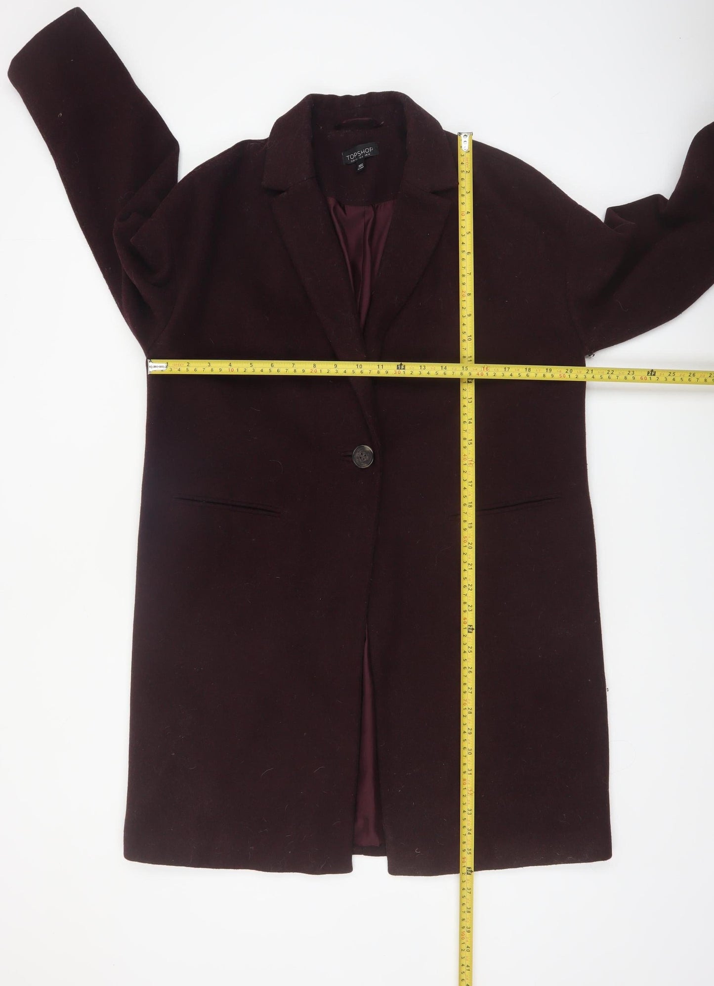 Topshop Women's Brown Wool Blend Mid-Length Coat UK 12