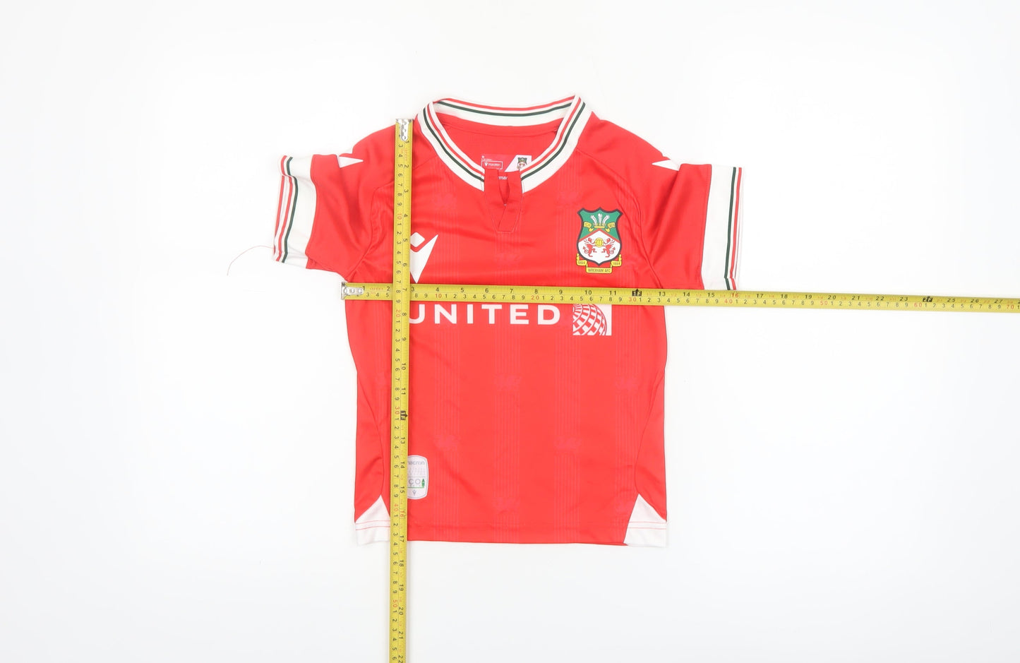 Macron Boys Red Football Jersey Wrexham AFC Short Sleeve Athletic Top 4 Years