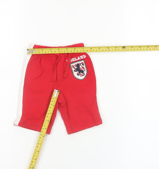 BHS Unisex Baby Red Cotton England Shorts Newborn Drawstring Waist