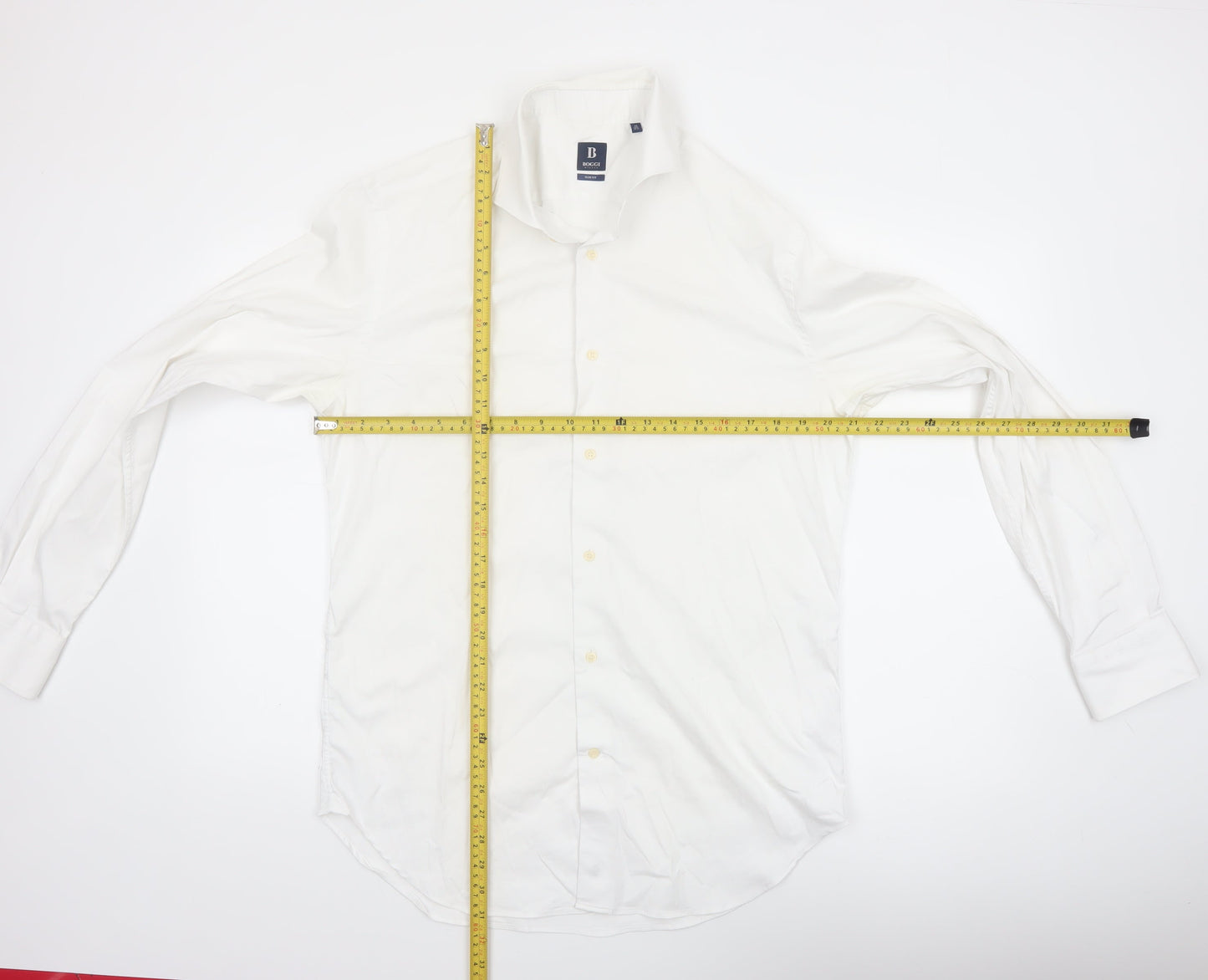 Boggi Milano Men's White Slim Fit Formal Dress Shirt 17.5in 44cm
