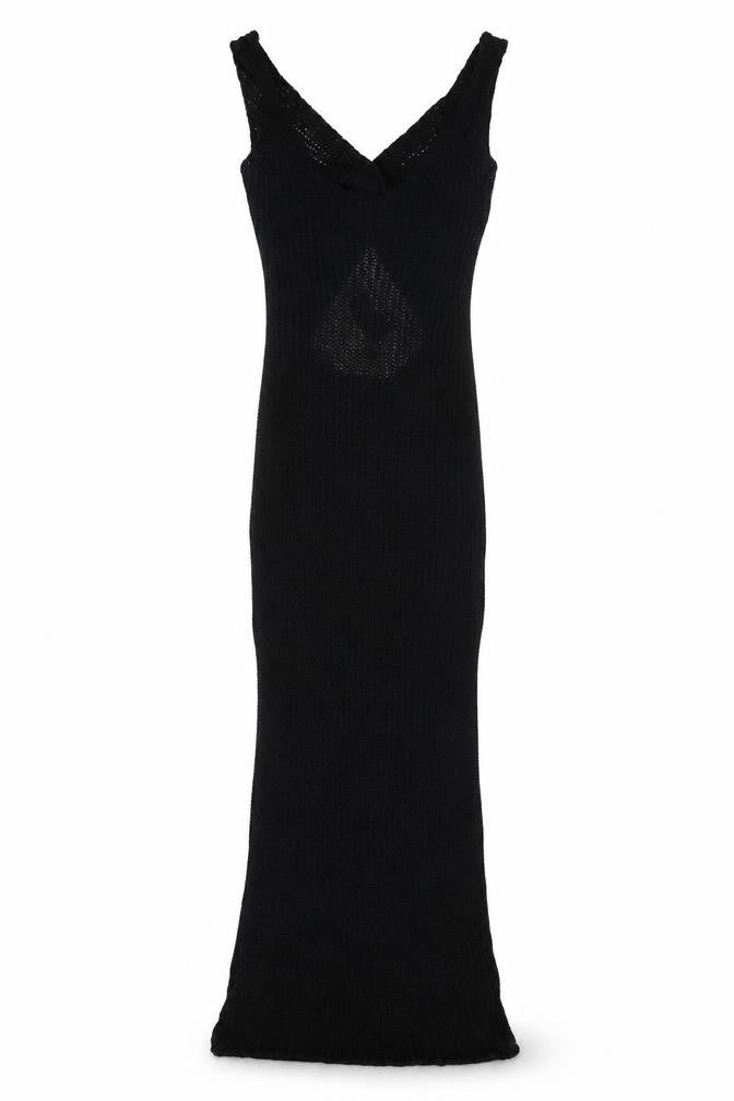 PRETTYLITTLETHING Women's Black Long Knit Bodycon Dress S