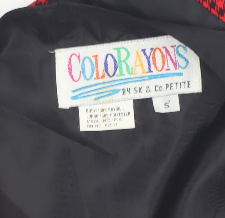 Colorayons Women's Red Houndstooth Petites Waistcoat Vest Small