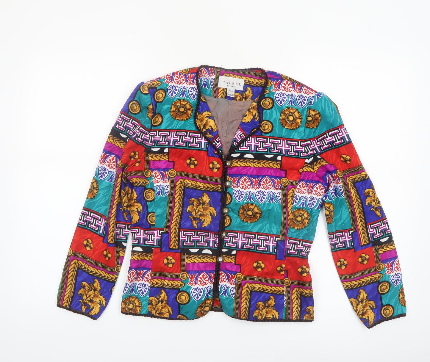 Papell Petites Multicoloured Vintage Button Jacket Women’s Size 4 Polyester