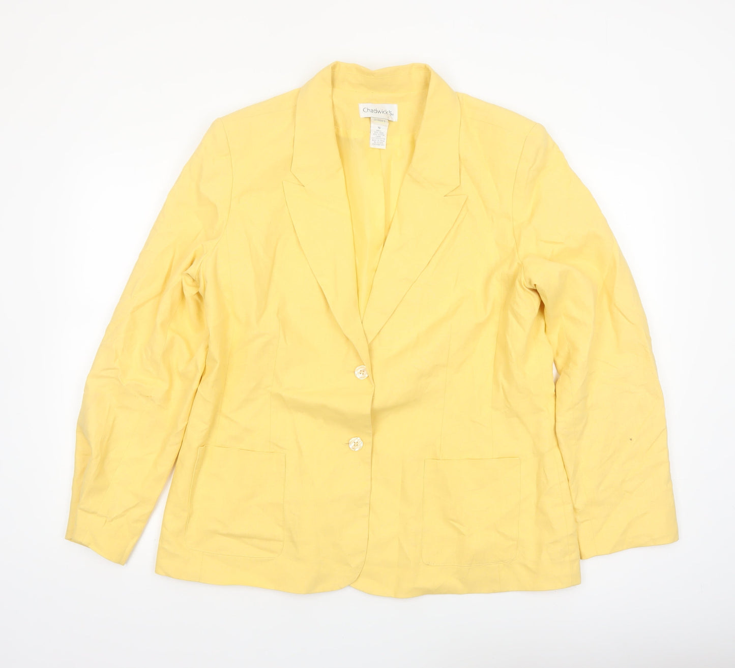 Chadwick's Women Yellow Linen Cotton Blazer Jacket Size 16