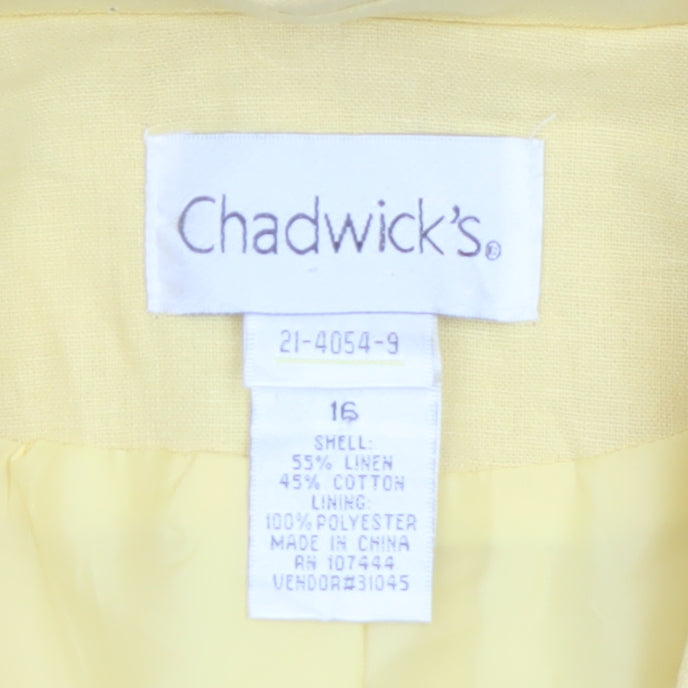 Chadwick's Women Yellow Linen Cotton Blazer Jacket Size 16