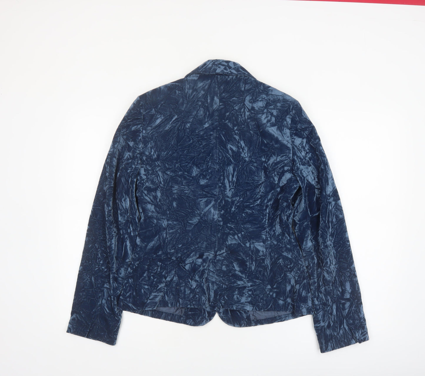 Olsen Women Blue Velvet Look Single Breasted Blazer Size 12