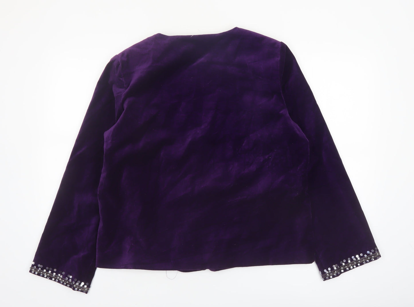 Diane Gilman Women's Purple Velvet Beaded Jacket Size L Party Wear