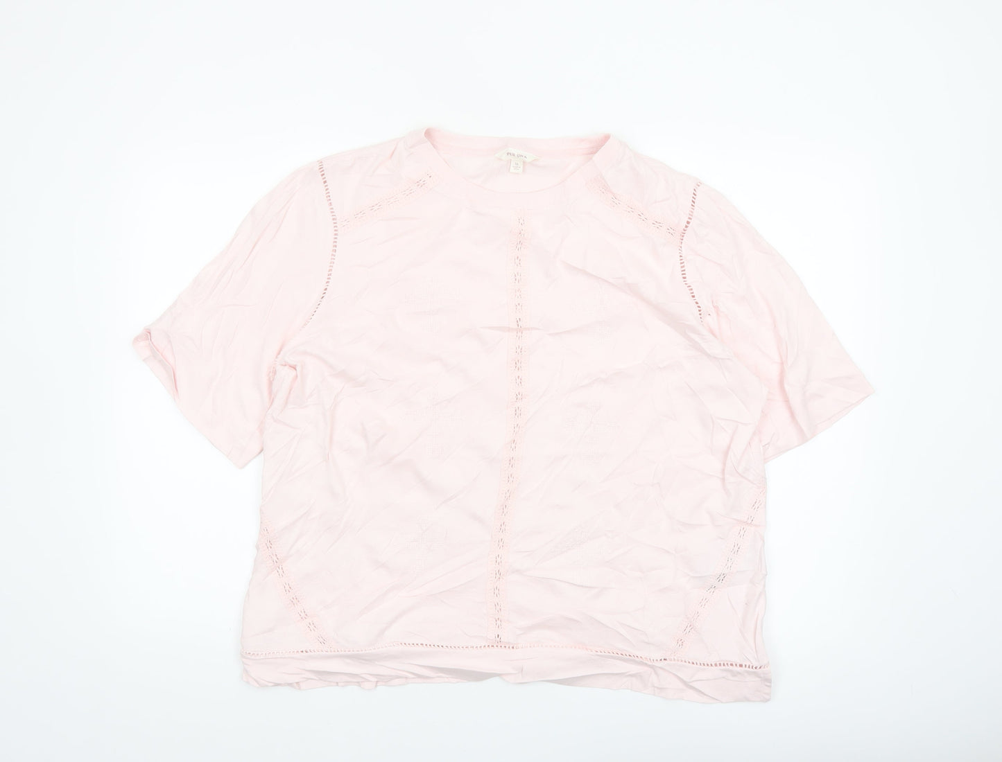 Marks and Spencer Per Una Women's Pink Cotton Short Sleeve Blouse Size 16