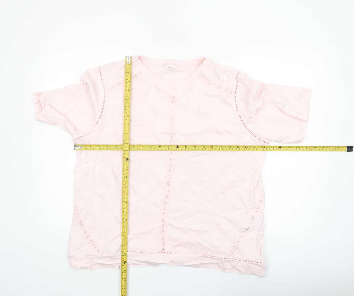 Marks and Spencer Per Una Women's Pink Cotton Short Sleeve Blouse Size 16