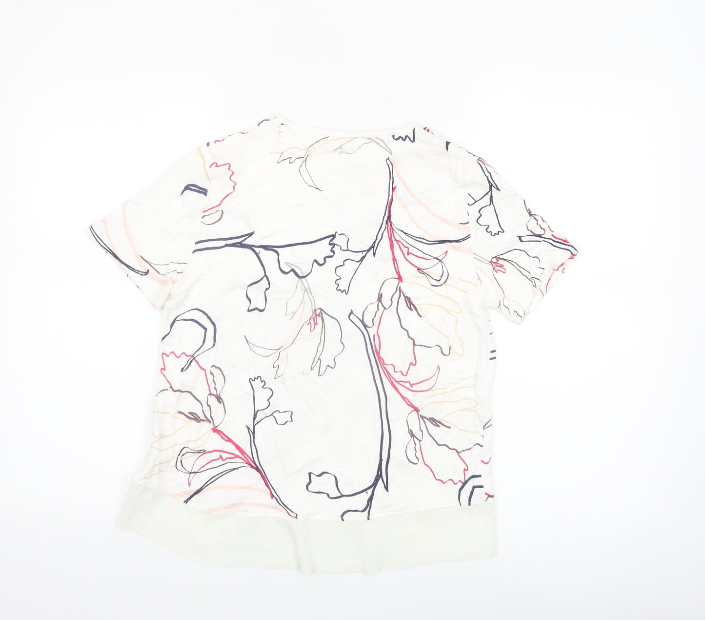 Marks and Spencer Womens Floral V-Neck Blouse UK 8 Short Sleeve Top