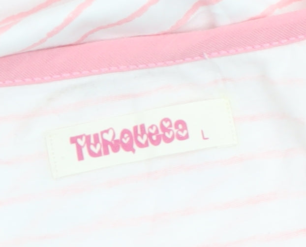 Turquesa Women Pink Striped Cami Nightshirt Cotton L