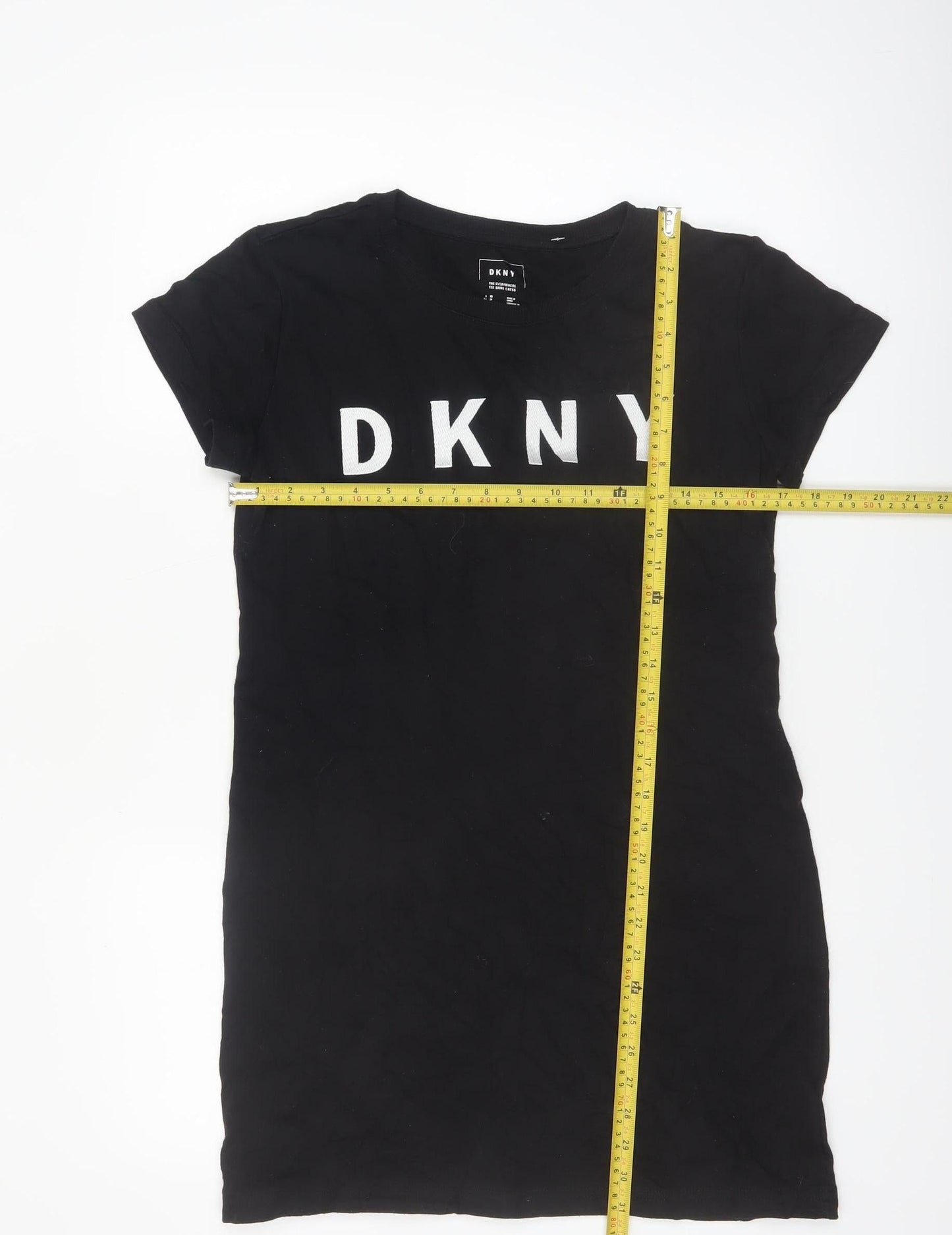 DKNY Women’s Black T-Shirt Dress S Short Sleeve Jersey Logo