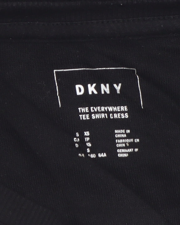 DKNY Women’s Black T-Shirt Dress S Short Sleeve Jersey Logo