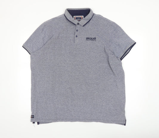 SoulCal & Co Men's Grey 3XL Cotton Short Sleeve Polo Shirt