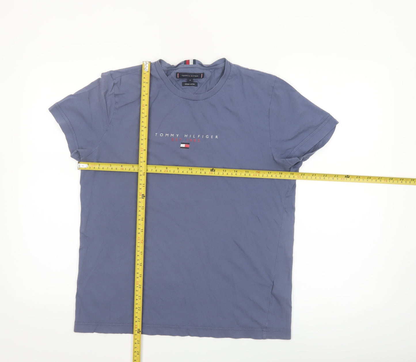 Tommy Hilfiger Men's Blue Logo Organic Cotton T-Shirt Size M