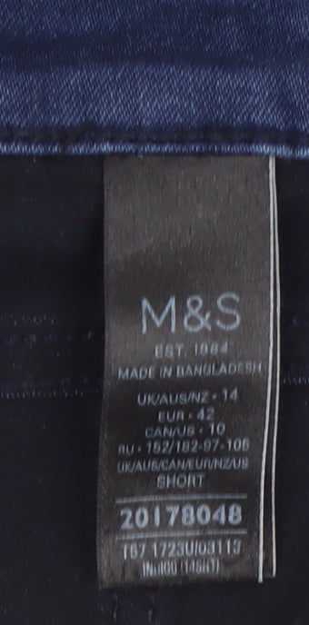 Marks and Spencer Women's Blue Straight Leg Stretch Jeans Size 14